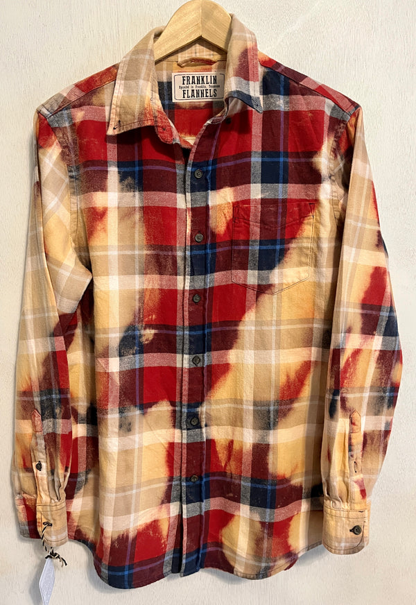 Vintage Red, Blue, Gold and Cream Flannel Size Large