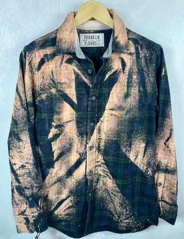 Vintage Dark Green, Black and Peach Flannel Size Small