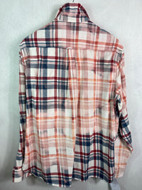 Vintage Navy Blue, Red, White and Pink Flannel Size Large