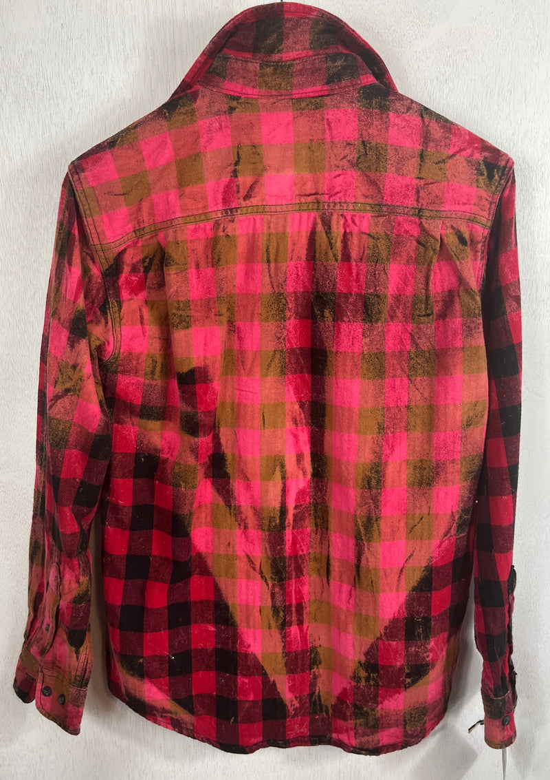 Vintage Red, Pink and Black Flannel Size Small