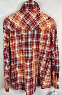 Vintage Western Style Red, White and Copper Flannel Size Medium
