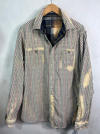 Vintage Navy Blue, Gold, Burgundy and White Lightweight Flannel Size Large