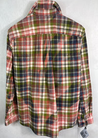 Vintage Pink, Green, Blue and White Flannel Size Medium