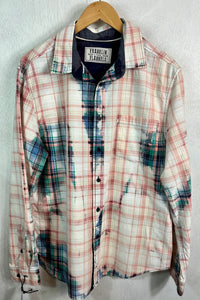 Vintage White, Kelly Green, Pink and Blue Lightweight Cotton Size Large