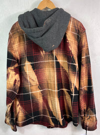 Vintage Red, Black and Gold Flannel Hoodie Size XL
