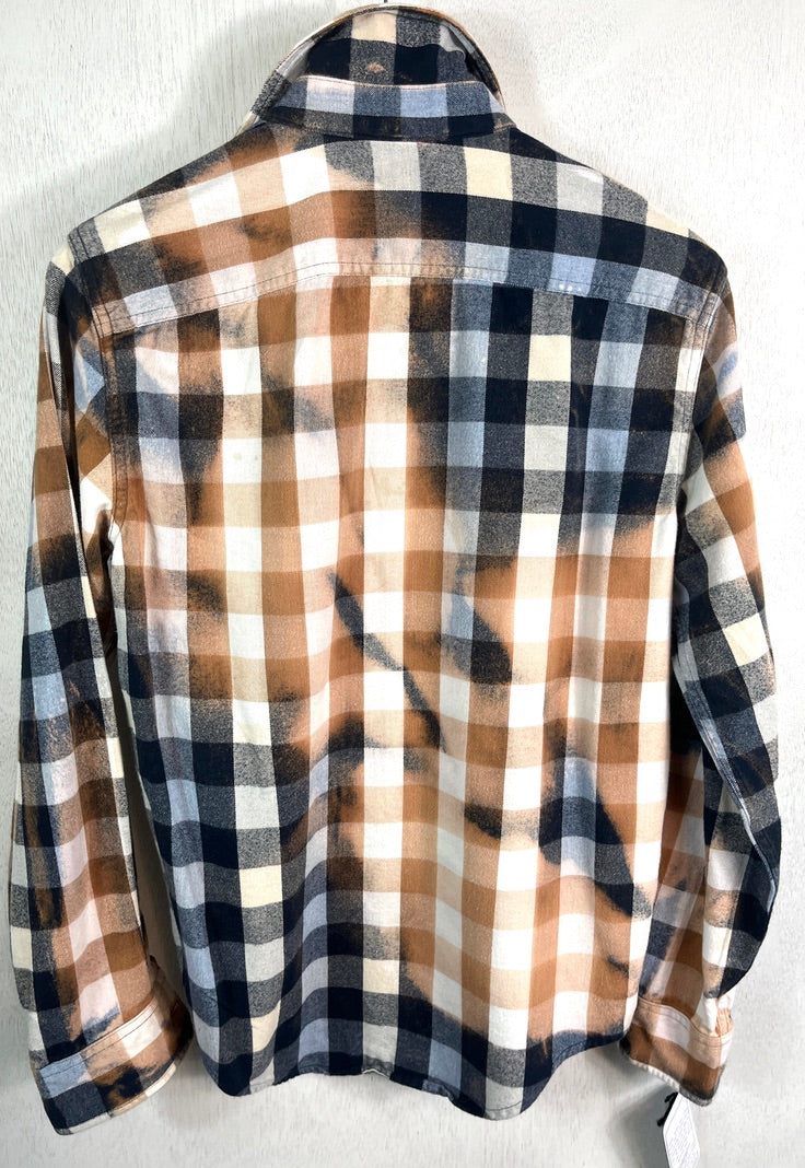 Vintage Navy, Light Blue, White and Rust Flannel Size Small
