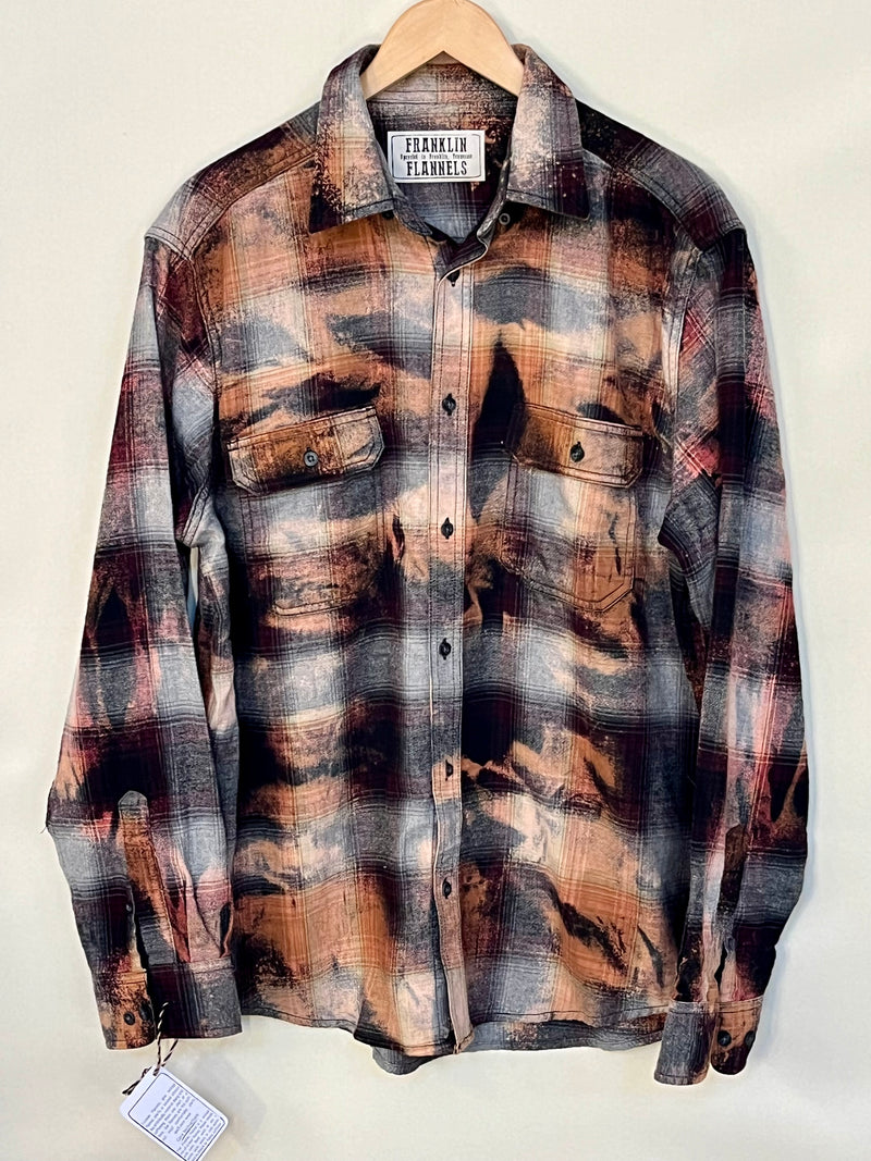 Vintage Black, Grey, Wine and Peach Flannel Size XL