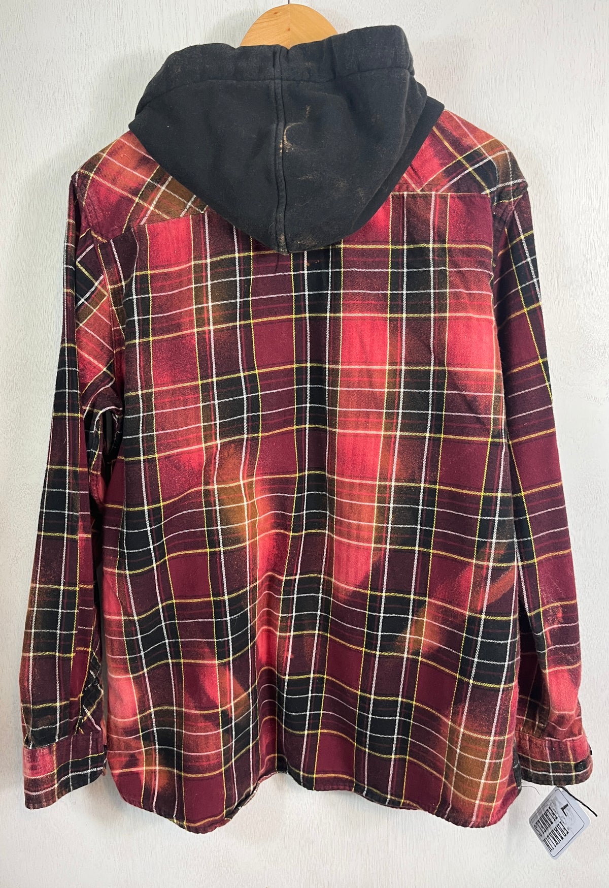 Vintage Red, Pink, Brown and Black Flannel Hoodie Size Large