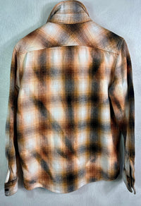 Vintage Black, Brown, Rust, Gold and White Flannel Jacket Size Medium
