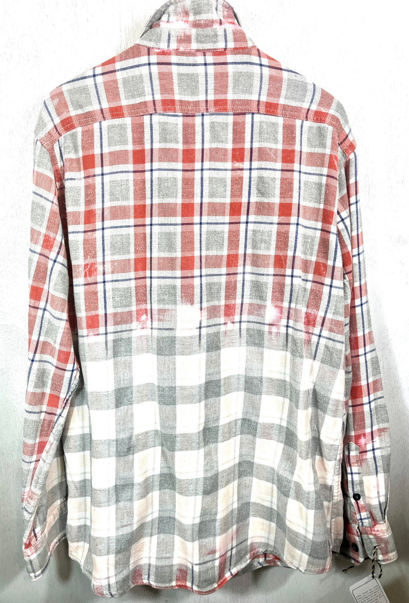 Vintage Grey, White, Red and Pink Flannel Size XL Tall