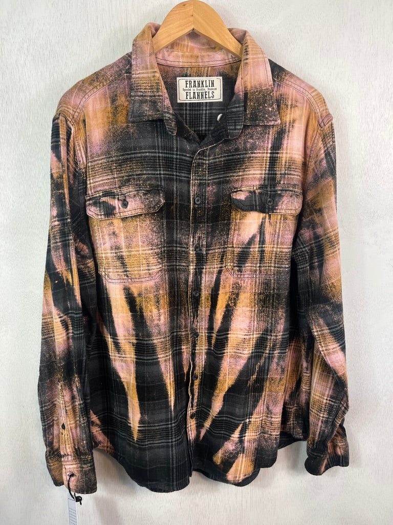 Vintage Black, Rust, Grey and Pink Flannel Size XL