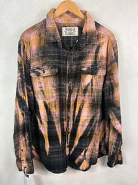 Vintage Black, Rust, Grey and Pink Flannel Size XL