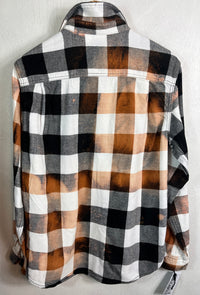Vintage Black, White and Rust Flannel Size Medium