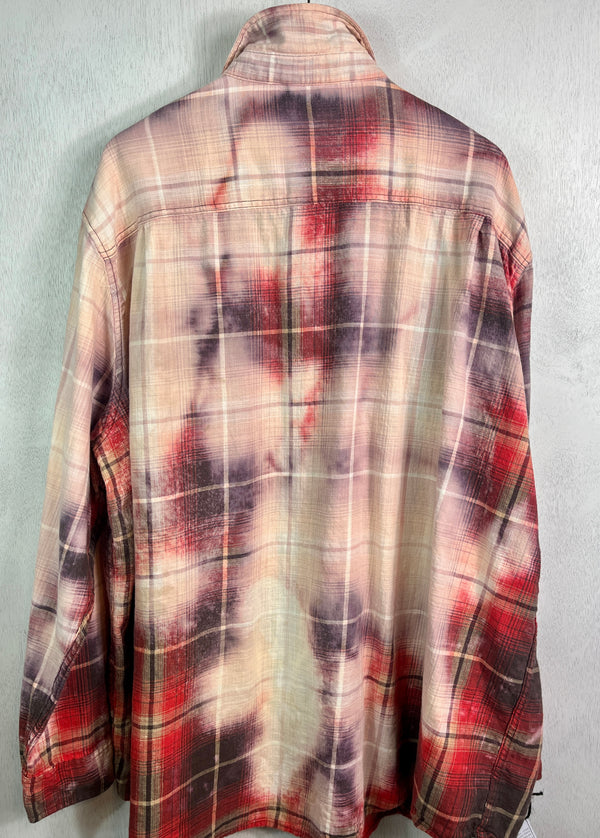 Vintage Red, Pink, Grey and White Flannel Size XXL Tall