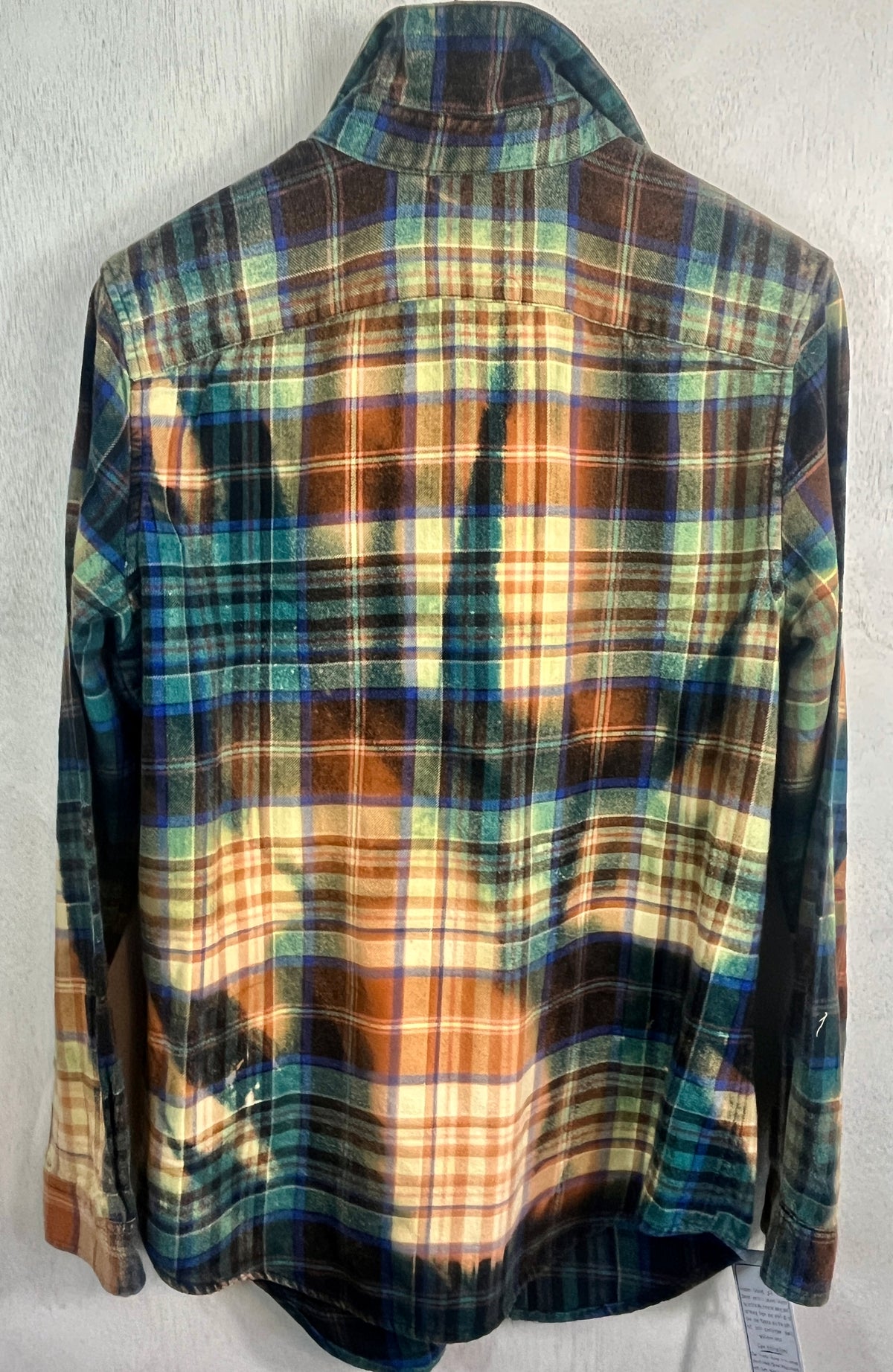 Vintage Royal Blue, Green, Rust and Orange Flannel Size Medium