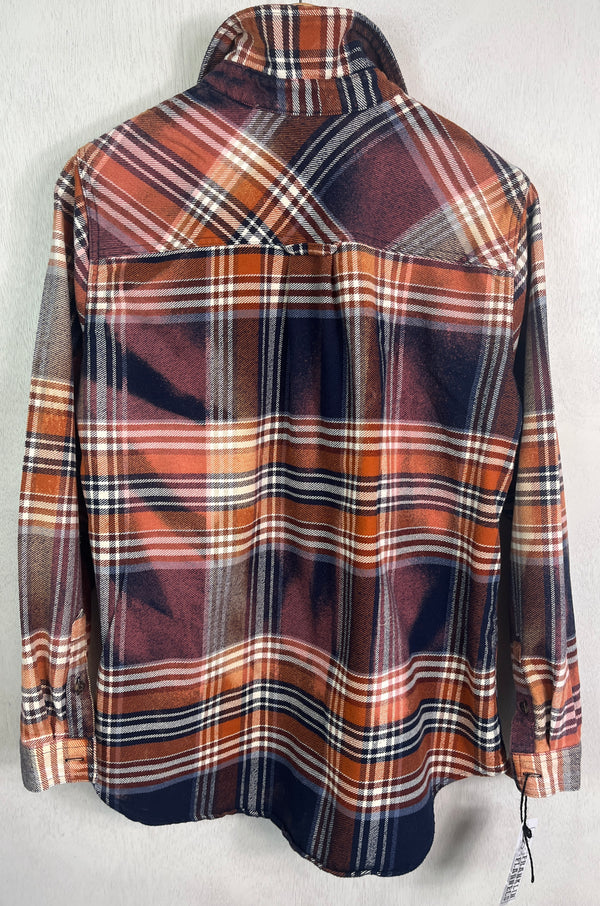 Vintage Navy, Orange, White and Lavender Flannel Jacket Size Small