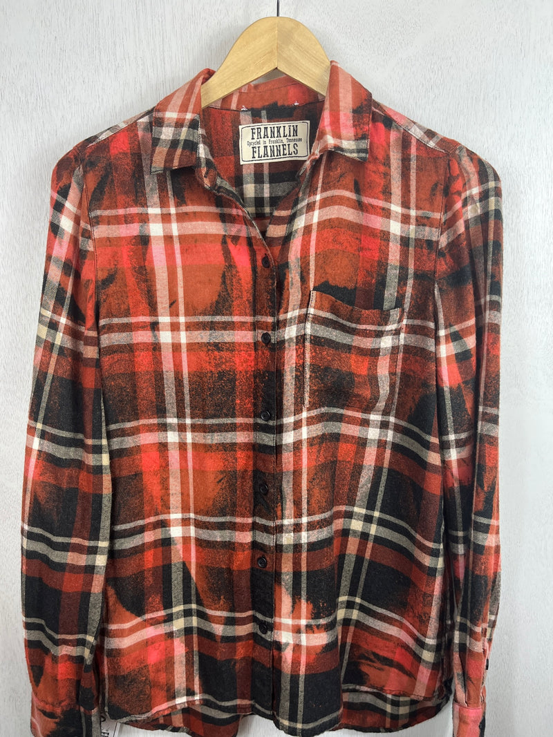 Vintage Brick Red, White and Black Flannel Size Small