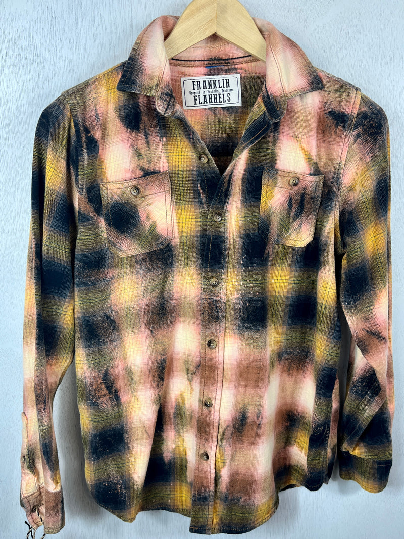 Vintage Navy, Yellow and Pink Flannel Size Small
