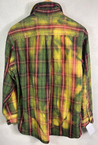 Vintage Green, Red, Black and Yellow Flannel Size Medium