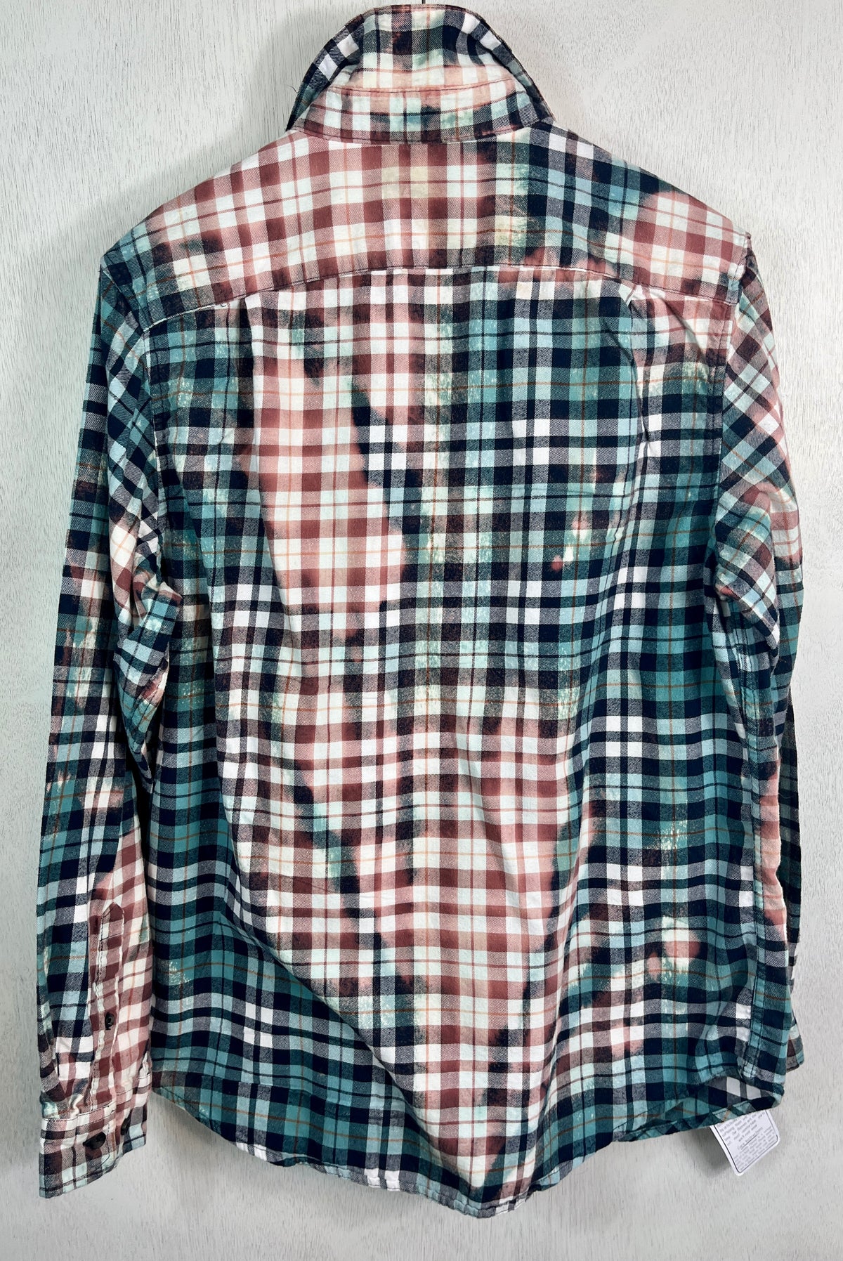 Vintage Turquoise, Navy Blue, Dusty Rose and White Flannel Size Medium