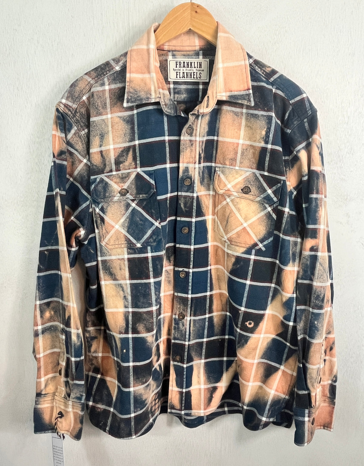 Vintage Navy, Gold, Red and White Flannel Jacket Size Large