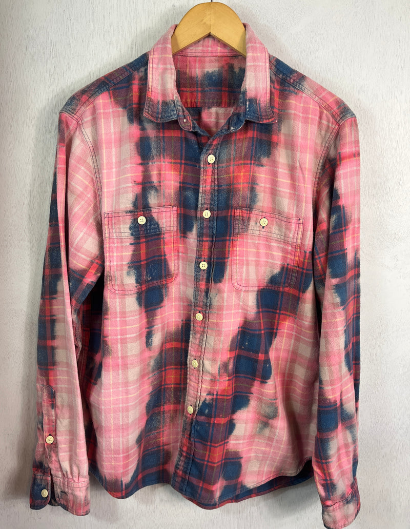 Vintage Pink, Navy Blue and Red Flannel Size Medium