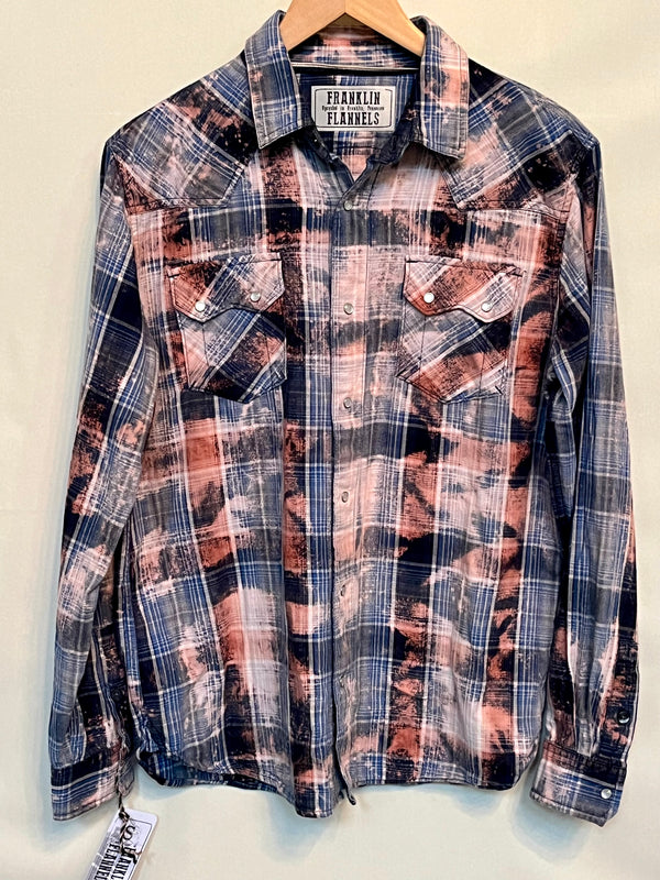 Vintage Western Style Grey, Pink, Rust and White Flannel Size Small