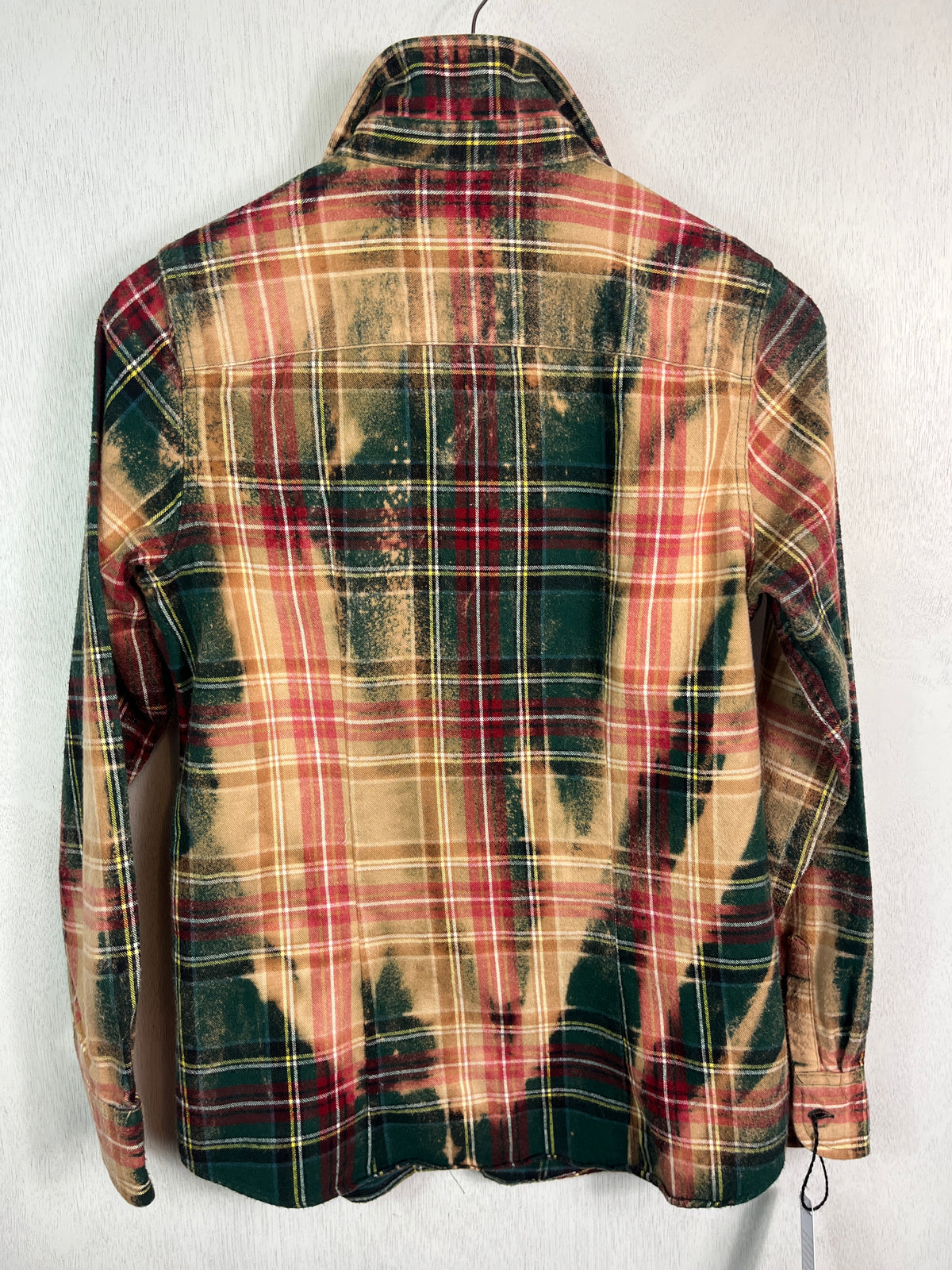 Vintage Green, Red, Gold, Black and White Flannel Size Small