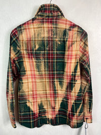 Vintage Green, Red, Gold, Black and White Flannel Size Small
