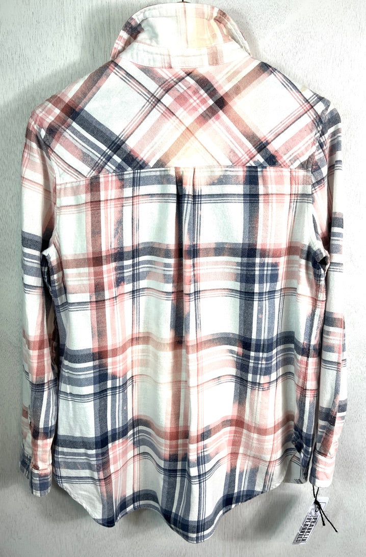 Vintage Pink, Blue and White Flannel Size Small