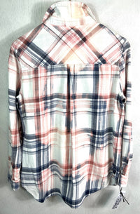 Vintage Pink, Blue and White Flannel Size Small