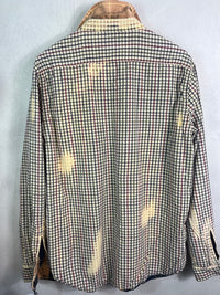 Vintage Navy Blue, Gold, Burgundy and White Lightweight Flannel Size Large