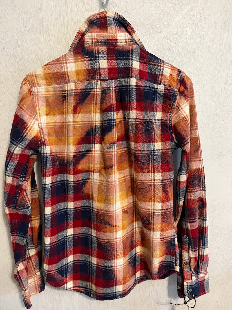 Vintage Red, Navy Blue, White and Gold Flannel Size Small