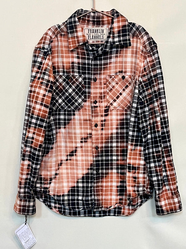 Vintage Black, White and Peach Flannel Size XL