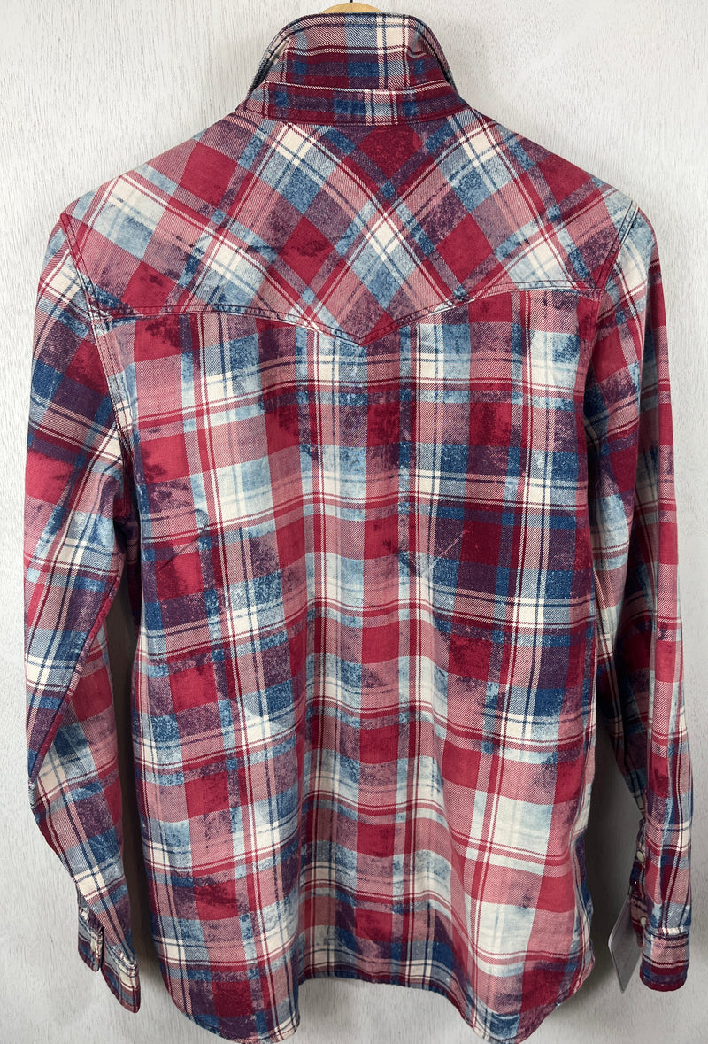 Vintage Western Style Red, White and Blue Flannel Size Small