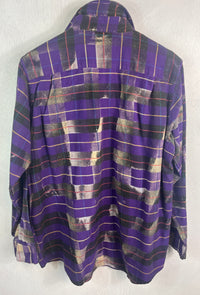 Vintage Purple, Grey, Yellow and Lavender Flannel Size Small