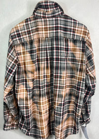 Vintage Black, Grey, Red and Rust Flannel Size Large