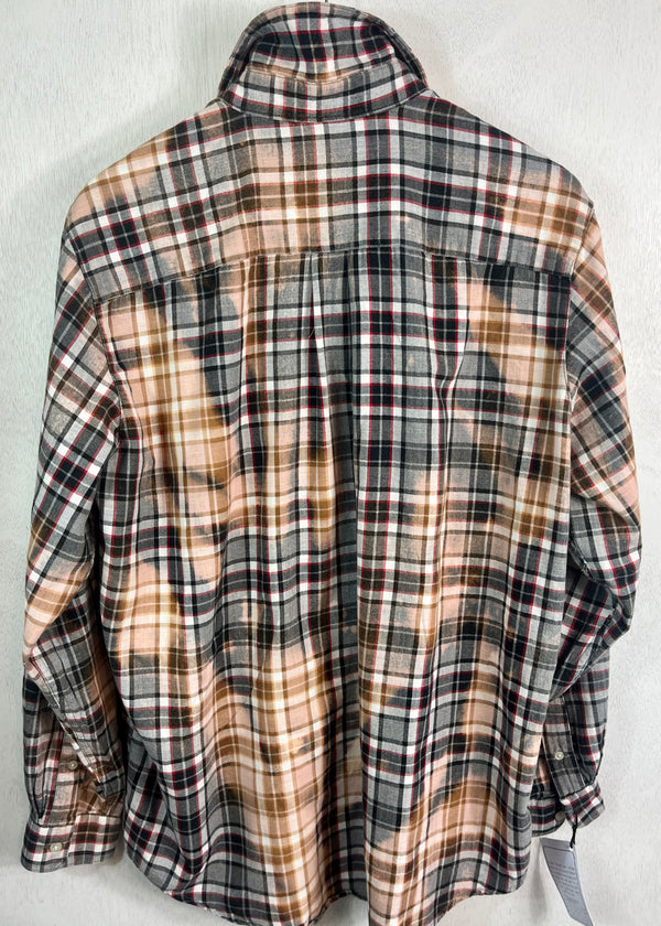 Vintage Black, Grey, Red and Rust Flannel Size Large