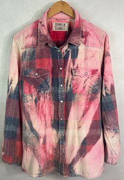 Vintage Western Style Pink, Grey and Red Flannel Size Large