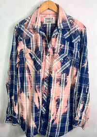 Vintage Western Style Navy, Light Blue, White and Pink Lightweight Cotton Size Large Tall