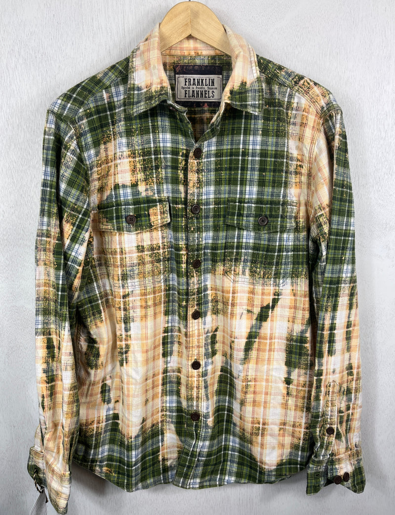 Vintage Green, Light Yellow and Light Blue Flannel Size Medium