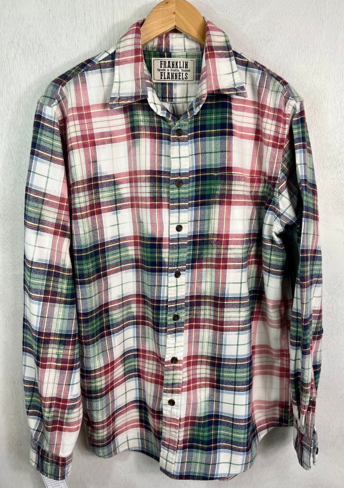 Vintage Green, Pink and White Flannel Size Medium