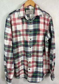 Vintage Green, Pink and White Flannel Size Medium