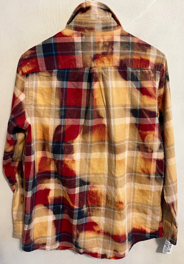 Vintage Red, Blue, Gold and Cream Flannel Size Large