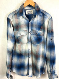 Vintage Blue, White, Grey and Teal Flannel Size Medium