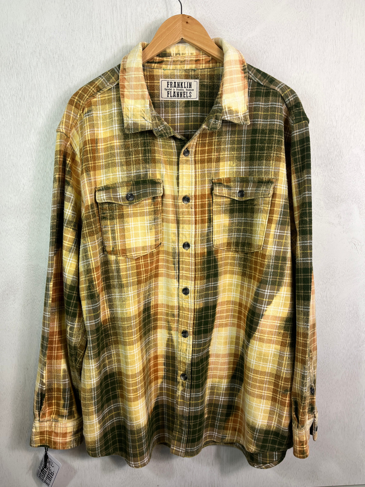 Vintage Army Green, Yellow, Brown and White Flannel Jacket Size XXL