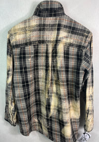 Vintage Black, Grey, Brown and Pale Yellow Flannel Jacket