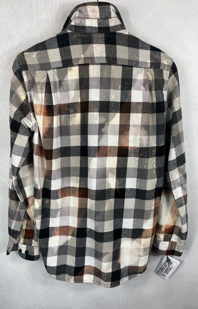 Vintage Black, White, Grey and Brown Flannel Size Small