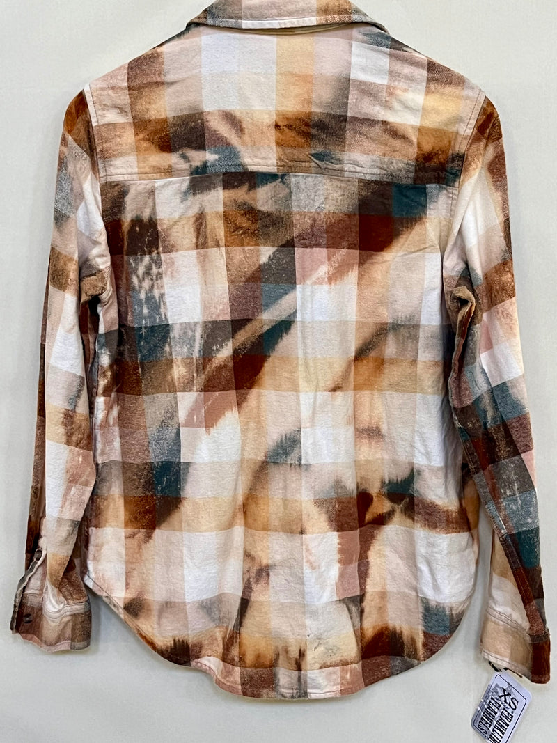 Vintage Rust, Peach and Teal Flannel Size XS