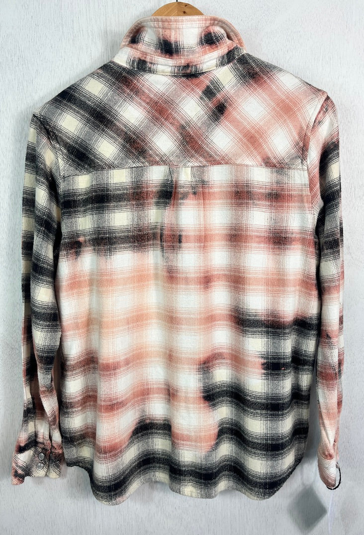Vintage Western Style Black, White and Pink Flannel Size Small